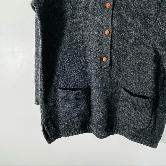 Woolrich Vinatge Charcoal Gray 100% Wool Five Button Cardigan Sweater Size L - Picture 3 of 11